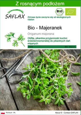 Zdjęcie produktu dla SAFLAX - Bio - Majeranek - 700 Nasiona - Z podłożem uprawowym wolnym od zarazków - Origanum majorana