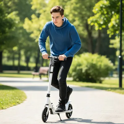 Produktbild von Kompakter City Scooter bis 100kg- Klapproller für Jugendliche und Erwachsene,Cityroller mit Große Räder, Rutschfestes Tretroller, Höhenverstellbarer