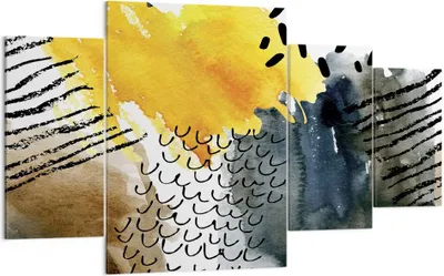 Produktbild von Bild auf Leinwand - Leinwandbild - 4 Teile - Abstraktion Muster Flecken - 160x90cm - Wand Bild - Wanddeko - Wandbilder - Leinwanddruck - Bilder - Wanddekoration - Leinwand bilder - DL160x90-4282