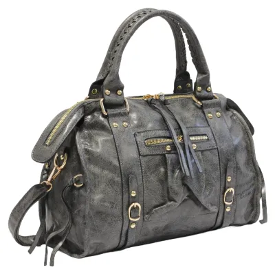 Produktbild von irisaa Vintage Damen Handtasche, Schultertasche und Umhängetasche mit Abnehmbarem Gurt, Quasten, Schnallen und Reißverschluss