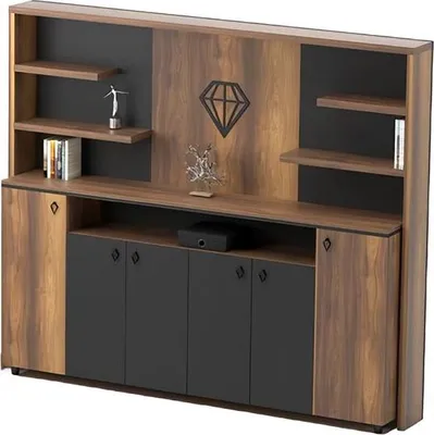 Image de Buffet Armoire de bureau Armoire de rangement Armoire d'archivage Sideboard Brun Gris