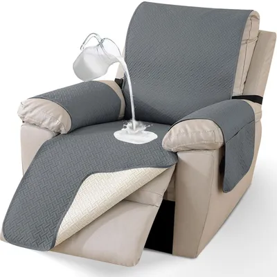 Image de Housse de fauteuil imperméable, gris foncé, pour un siège, avec poches latérales et antidérapante