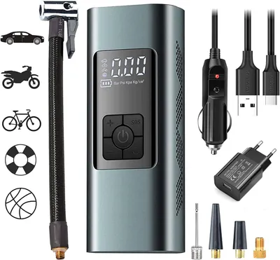 Produktbild von 6000-mAh-Kompressor, 150 PSI, Digitalanzeige + LED, USB-C, Motorrad/Auto/Fahrrad