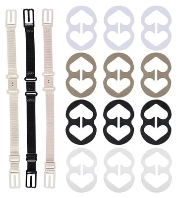 Produktbild von BH-Träger-Klammern, 12 BH-Klammern und BH-Träger-Halter Damen Schwarz, Weiß, Beige für volle Cup-Größe
