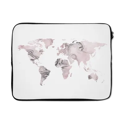 Produktbild von MuchoWow® Laptop Hülle 17 Zoll Laptoptasche Weltkarte - Farbe - rosa - Zipper - Schutzabdeckung