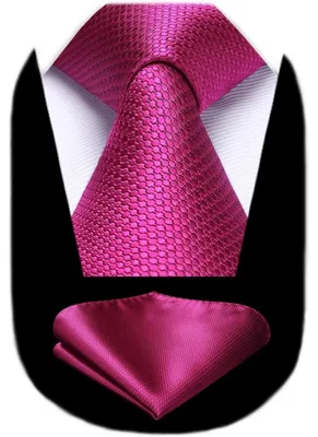 Productafbeelding van Herenset met stropdassen, effen kleur, inclusief zakdoek, in een felle roze kleur