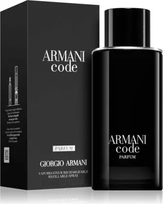 Produktbild von Giorgio Armani Armani Code Parfum, Männer, 125 ml, Nachfüllbare Flasche, Bergamotte, Muskatellersalbei, Iris, Zedernholz, Tonka-Bohne