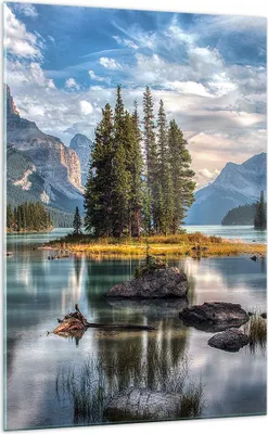 Produktbild von Bilder auf glas - Einteilig - See Landschaft Natur - 70x100cm - Glasbilder - Wandbilder - Bilder - zum Aufhängen bereit - Wanddekoration aus Glas - Glas Bilder - Wandbild auf Glas - GPA70x100-4133