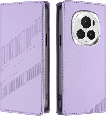 Obrázek produktu pro Pouzdro pro Honor Magic 6 Pro,Polyuretankožené peněženkové pouzdro s přihrádkou na karty a funkcí stojánku Violett