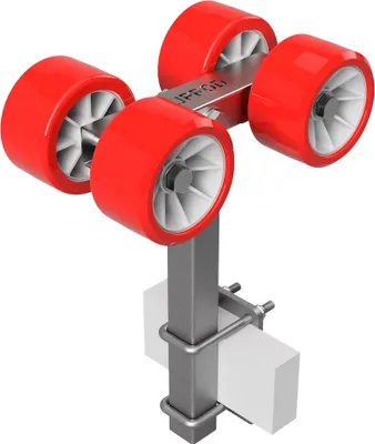 Produktbild von 4er Sliprollen Slipwagen Sliphilfe Bootstrailer TPU Reifen SUPROD RKSRLX-4-TPU, Ø 120 mm, rot/grau