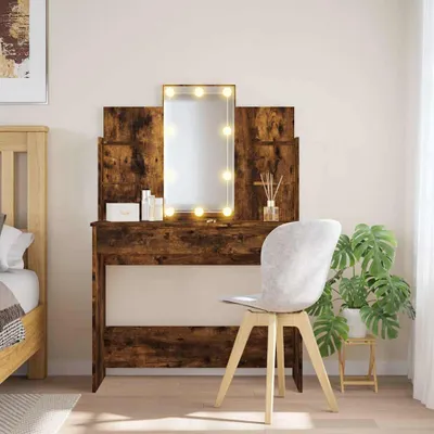 Obrázek produktu pro vidaXL Toaletní stolek s LED světly Smoked Oak 96x40x142 cm