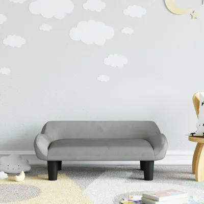 Image de The Living Store canapé enfant gris clair 70x40x24 cm velours