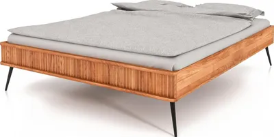 Produktbild von Bett Tula 3 Sonderlänge 100x220 Kernbuche massiv ohne Kopfteil mit Metallbeinen