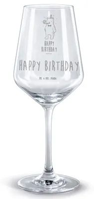 Produktbild von Mr. & Mrs. Panda glas für rotwein Bär Geburtstag - Transparent - Geschenk, Weinglas, graviert, Rotweinglas mit Gravur, Happy Birthday, Teddy, graviertes, Alles Gute