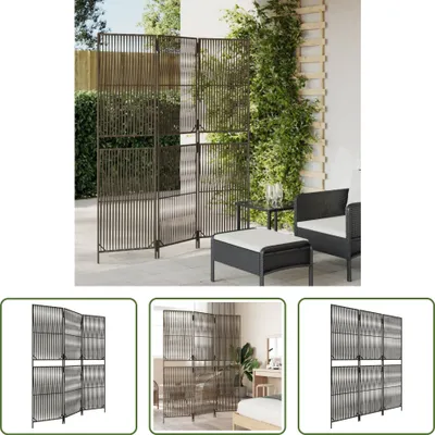 Produktbild von The Living Store Paravent 3-tlg. Grau Poly Rattan