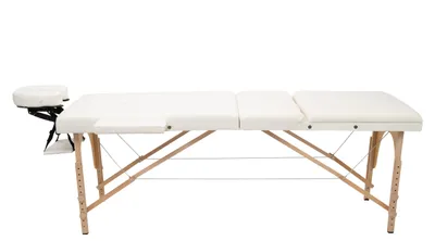 Obrázok produktu pre INLEA Skladací masážny stôl Spa Nest Pro, trojdielny s drevenými nohami - biely