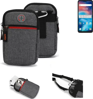 Produktbild von K-S-Trade Holster Gürteltasche kompatibel mit UMIDIGI C1 Handy Tasche Schutz Hülle grau Zusatzfächer 1x