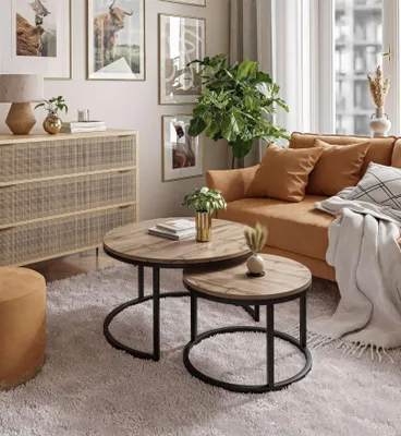 Produktbild von Runder Couchtisch CIRI 2in1 rund Eiche Artisan Stirling Wotan
