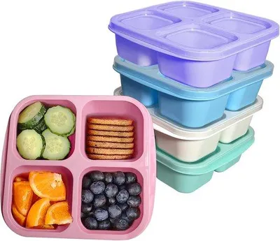 Produktbild von Famanu Bento-Box 5 Stück mit 4 Fächern - wiederverwendbare Lunchcontainer