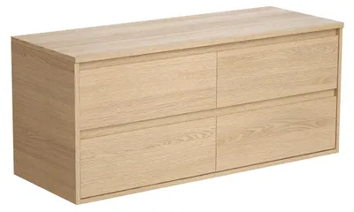 Produktbild von Waschbeckenunterschrank hängend mit Platte - 120 cm - Eichenholzfurnier - MILIPAM