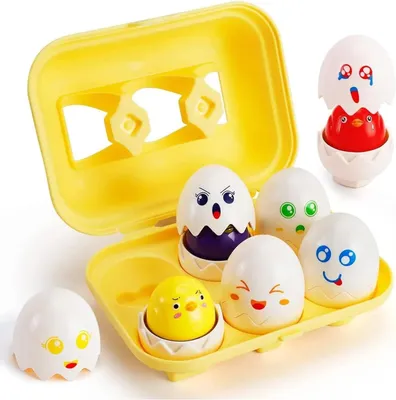 Immagine prodotto di Uova Montessori con suono - Set di 6 uova abbinate, giocattolo per l'apprendimento dei colori e delle forme