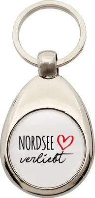Produktbild von Huuraa Schlüsselanhänger Nordsee verliebt Metall Schlüsselring Einkaufswagenchip Geschenkidee