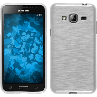 Produktbild von PhoneNatic Case kompatibel mit Samsung Galaxy J3 - weiß Silikon Hülle brushed + 2 Schutzfolien