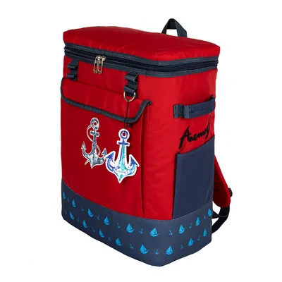 Produktbild von Anemoss Marine Collection Anchor Kühlrucksack, isolierte Transporttasche für heiße & kalte Lebensmittel, Thermo Lunchbox, große Kühlbox für Outdoor, Strand, Picknick, Camping, 25L, rot