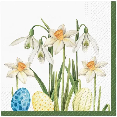 Produktbild von 20 Servietten Easter Garden - Narzissen und Ostereier 33x33cm