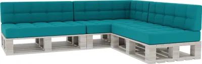 Obrázok produktu pre Vankúše na palety, vankúše na palety sedák operadlo prešívané PFG 3xSet (sedák 120x80 + operadlo 120x40), azúrovo modrá)