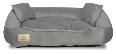 Image de Lit pour chien, parc, 75x65 cm, velours gris