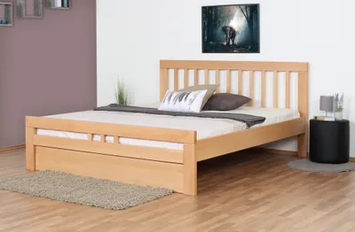 Produktbild von Doppelbett "Easy Premium Line" K8/1 inkl. 1 Abdeckblende, 180 x 200 cm Buche Vollholz massiv Natur