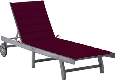 Produktbild von "2026 Promotion" Sonnenliege, Gartenliege, Wellnessliege, mit Auflage, Grau Akazie Massivholz  - Liegestuhl CC3549