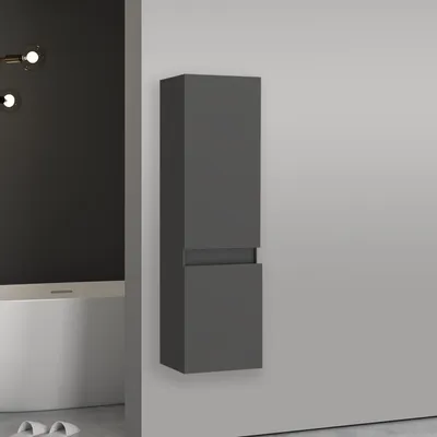 Produktbild von Hochschrank Hängeschrank Soft-Close Badschrank Badezimmer Schrank Anthrazit Matt 110 cm