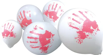 Produktbild von Blutige Luftballons Halloween-Deko 10 Stück weiss-rot - Einheitsgröße
