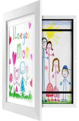 Immagine prodotto di Cornici per disegni per bambini, formato A4, colore bianco, con passepartout per un massimo di 150 opere
