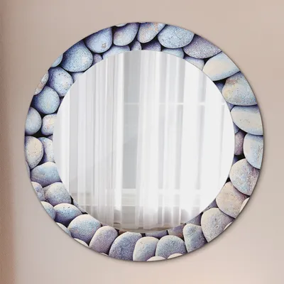 Produktbild von Ø60cm Spiegel - Glasrahmen mit Aufdruck - Wandspiegel Schlafzimmer - Kraniche Vögel