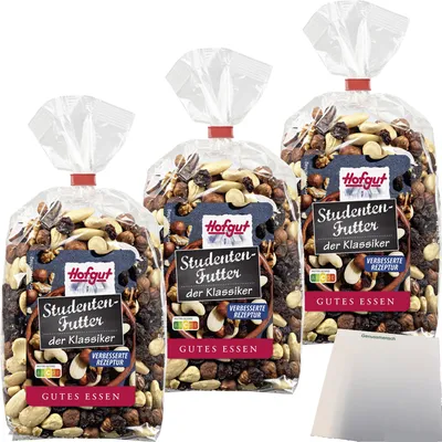 Produktbild von Hofgut Studentenfutter 3er Pack (3x500g Beutel) + usy Block