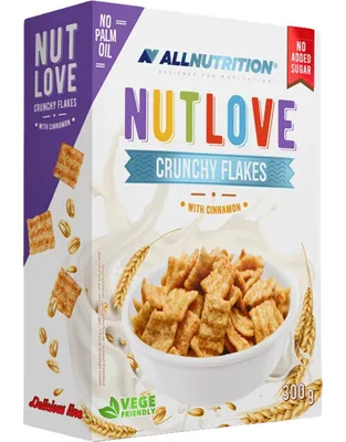 Produktbild von ALLNUTRITION NUTLOVE Crunchy Flakes 300g Zimt Frühstücksflocken Cornflakes ohne Zucker