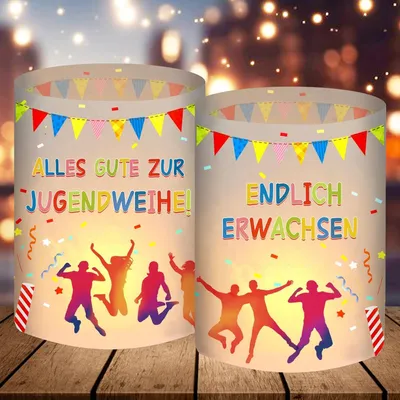 Produktbild von 12 Windlicht Tischdeko, Deko Jugendweihe Junge Mädchen, Alles Gute Zur Jugendweihe Party Dekoration Geschenke, Endlich Jugendweihe Gastgeschenk