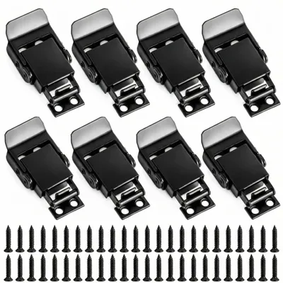 Image de Fermetures en acier inoxydable - Coffret de 8 pièces - Réglables - Anti-vol - Idéales pour coffres - Faciles à installer - Fermetures pour coffres