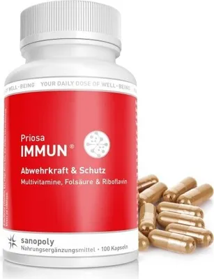 Produktbild von Sanopoly Priosa® Immun | 100 Kapseln | mit 13 Vitaminen und 42 Pflanzenextrakten | vegan
