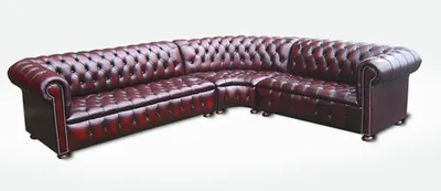 Produktbild von Ecksofa Kirsche Ledersofa Polster Eck Couch Garnitur Sitz Design Chesterfield