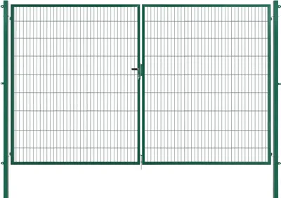 Produktbild von Arvotec Gartentor BxH 400x200 cm mit Schließzylinder und Zaunanschluss Moosgrün Gitterzauntor Stabmattentor Doppeltor Doppelstabmattentor Gartentür