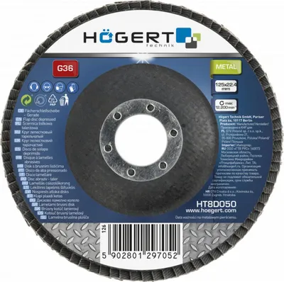 Produktbild von Högert Fächerschleifscheibe 125 x 22,4, G36