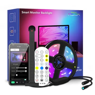 Obrázek produktu pro TV LED podsvícení s kamerou pro 55-65" TV a PC 12 scénických režimů synchronizace hudby 4M LED pásek TV osvětlení s aplikací dálkového ovládání pro hry hudbu filmy USB