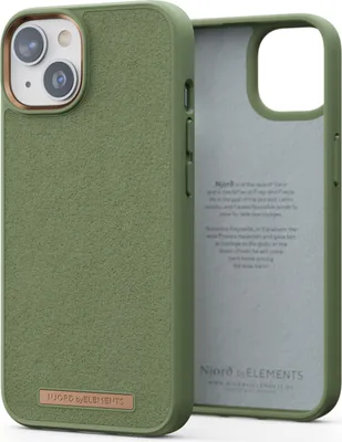 Produktbild von Njord Collections Comfort+ Handyhülle - Geeignet für iPhone 14 Plus - Hochwertiges Wildleder - Recyceltes Material - 2 Meter Fallschutz - Mag-Kompatibel - Olive