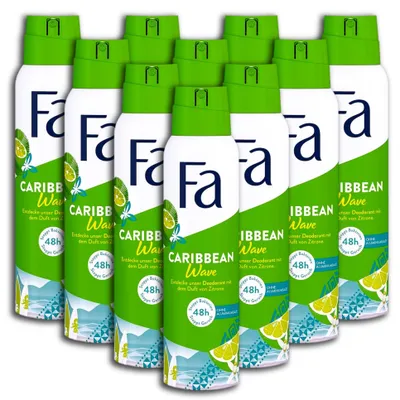 Obrázek produktu pro Fa Caribbean Wave, deodorizační sprej, 10 kusů po 150 ml