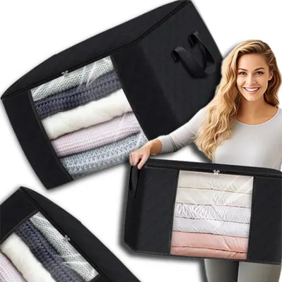 Image de EDIBAZZAR | Organisateur solide grand sac pour l'armoire pour couvertures vêtements linge de lit