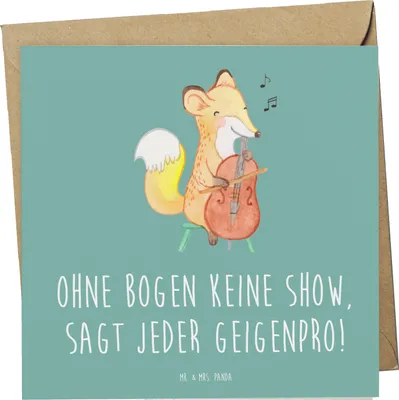 Produktbild von Mr. & Mrs. Panda Grußkarte Geige Bogen - Meeresbrise - Geschenk, faltkarte, Violinist, Kammermusik, doppelkarte, Instrument, Musiker, anlasskarte, Glückwunschkarte, Musik